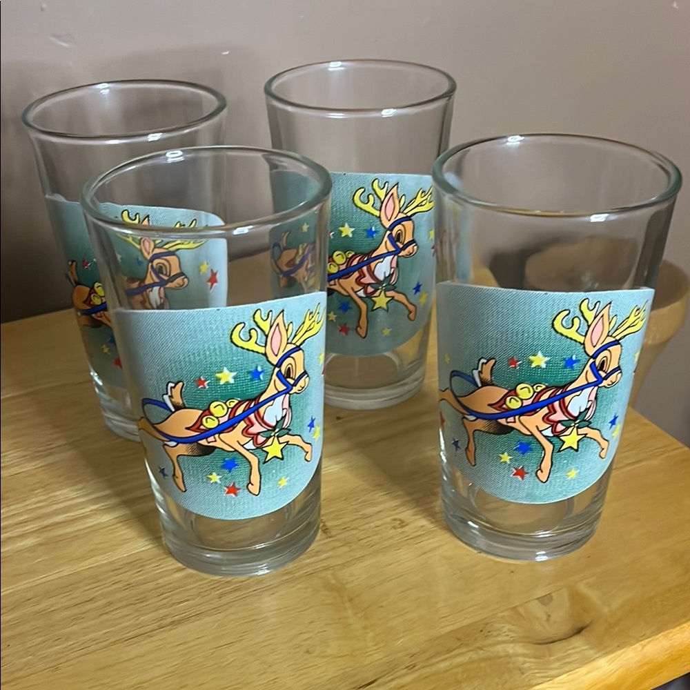 😄Vintage Firna reindeer drinking glasses (4)